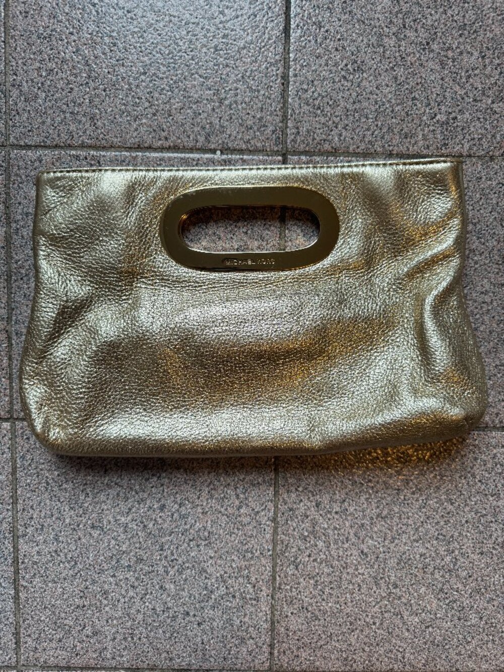 Michael Kors Metallic Gold Leather Berkley Clutch
